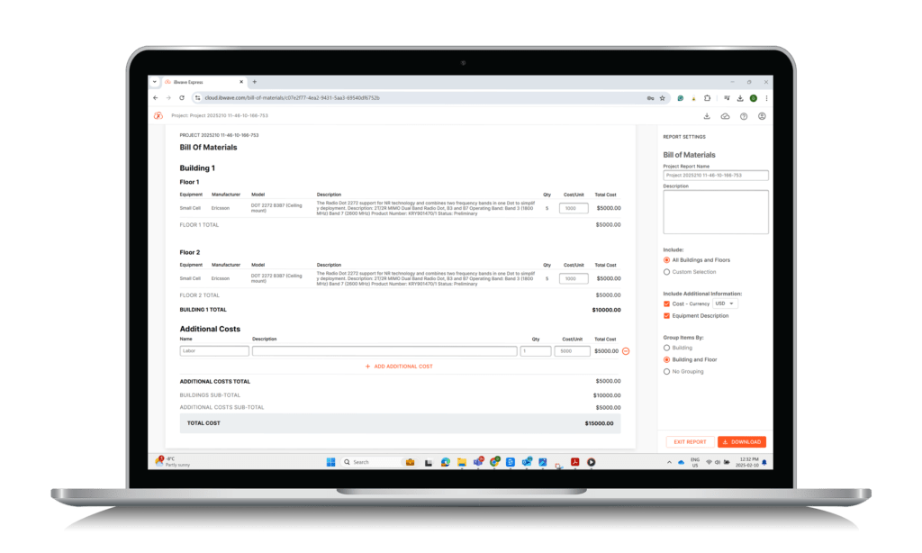 iBwave Express | Nomenclature (BOM)